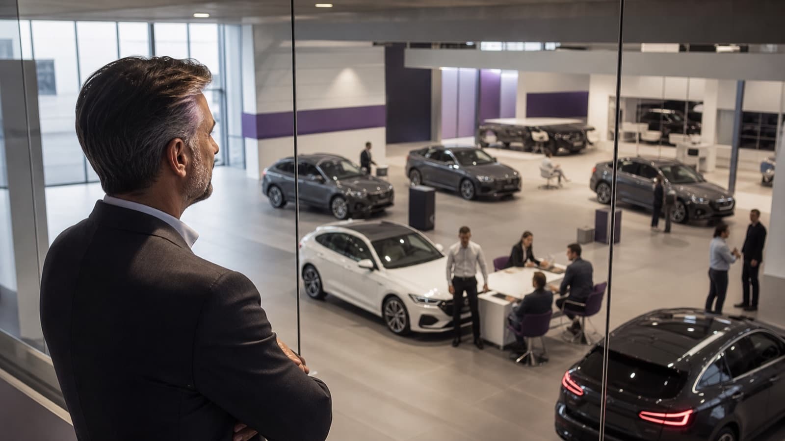 Team concessionaria che gestisce lead automotive su CRM con priorità al tempo di risposta