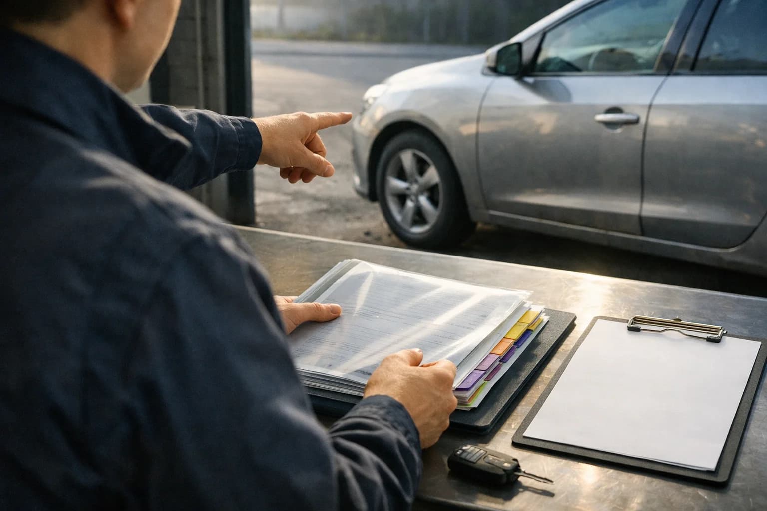 Auto in riconsegna per fine contratto di noleggio a lungo termine con checklist operativa