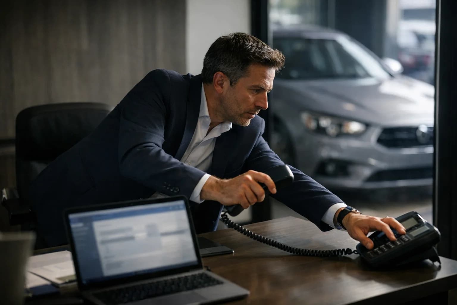 Team concessionaria che gestisce lead automotive su CRM con priorità al tempo di risposta