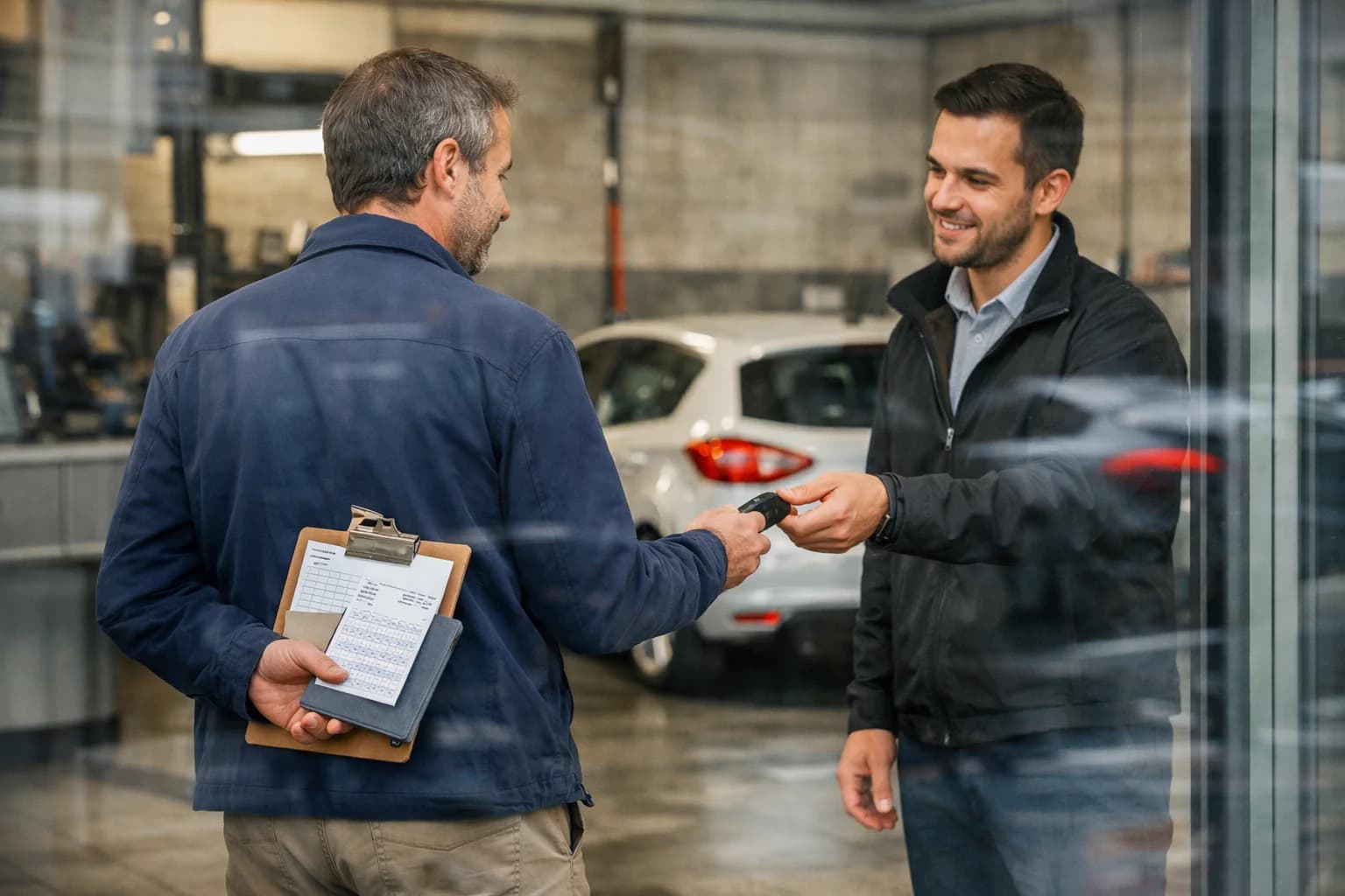 Cliente NLT in officina con veicolo sostitutivo e flusso operativo standardizzato